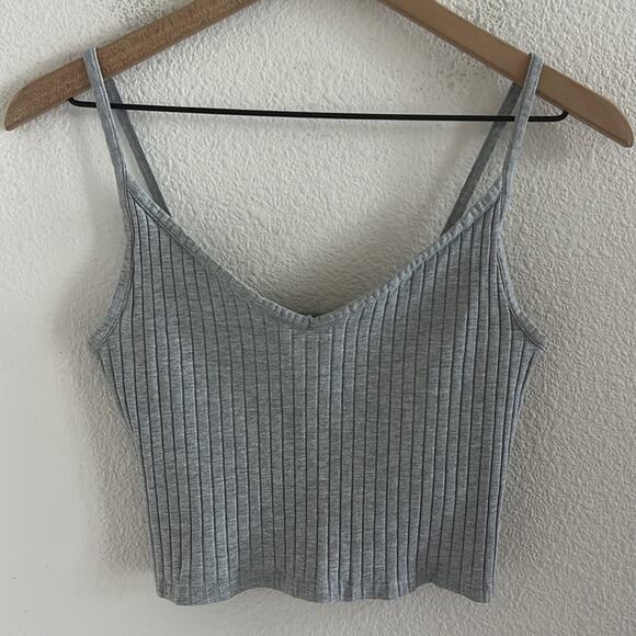 H&M Divided Ribbed Crop Tanks Gray Pink Small - Picture 3 of 8